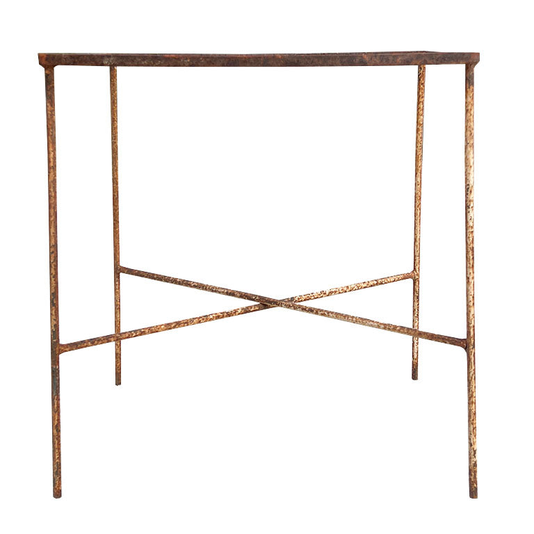 Rustic Antique Early American Iron and Glass Accent or Side Table - 1900s Tulsa