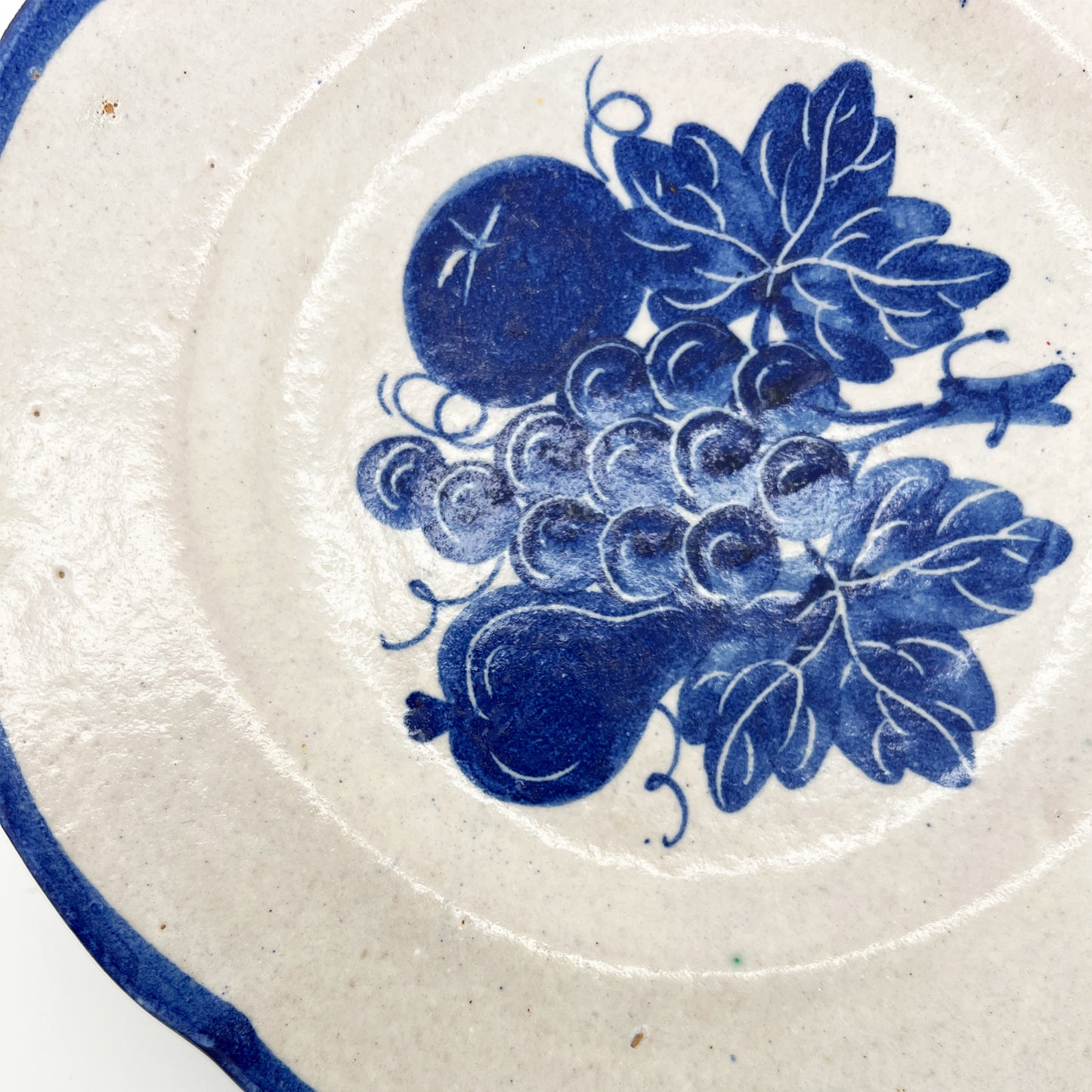 Set of 6 Vintage Italian Blue & White Fruit Motif Plates, Hand-Painted - Italy