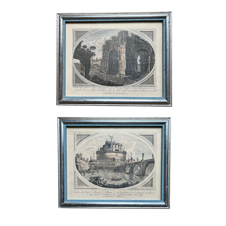 Italian Framed Lithograph Prints or Etchings - A Pair by Borghese