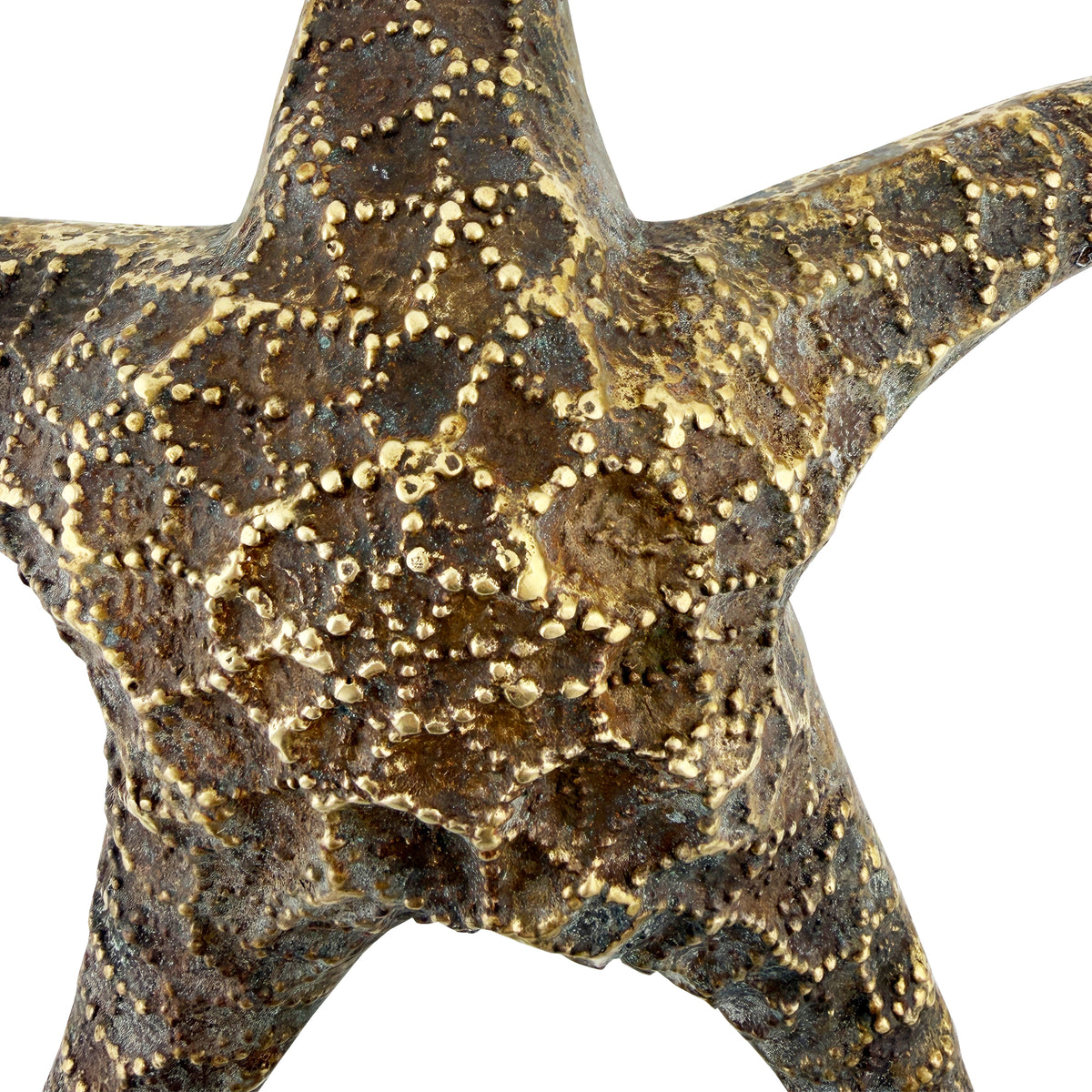 Large Vintage Cast Brass Starfish Sculpture with Aged Patina, circa 1970s