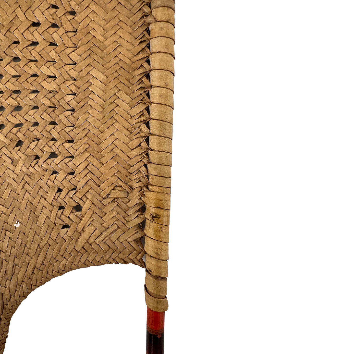 Vintage Handwoven Bamboo & Painted Wood Decorative Fan Wall Accent
