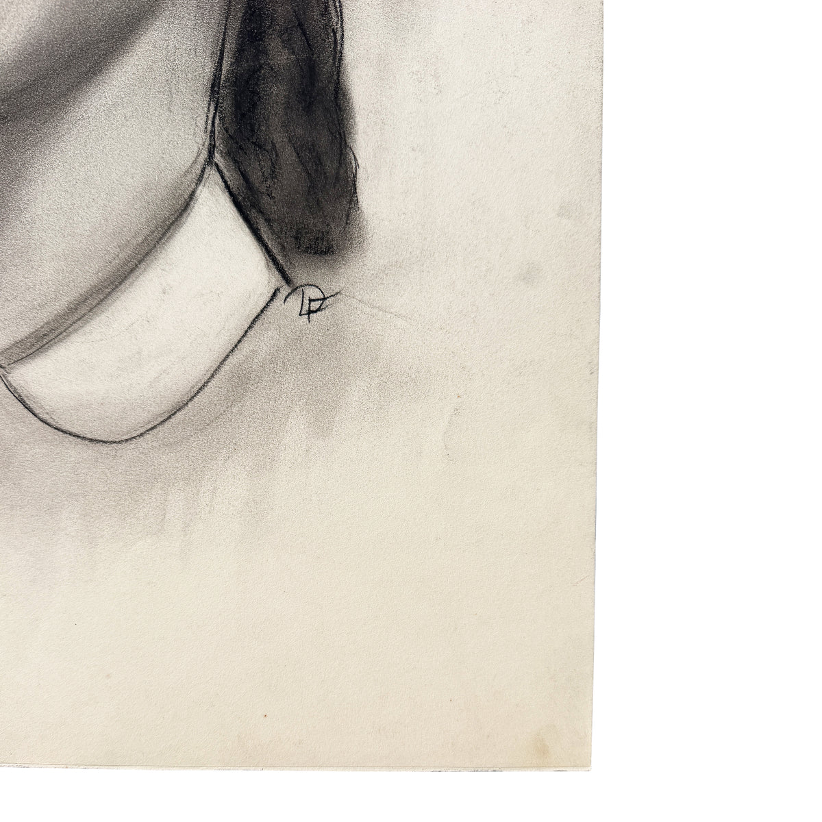 Black & White Charcoal Portrait Drawing of a Woman with Peter Pan Collar MCM
