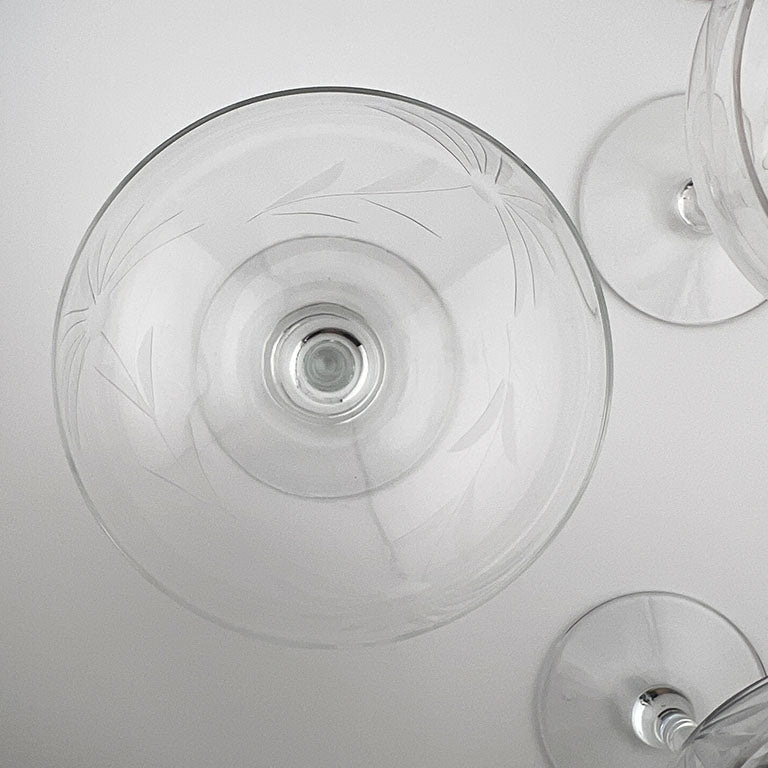 Etched Champagne Coupes - Set of 7