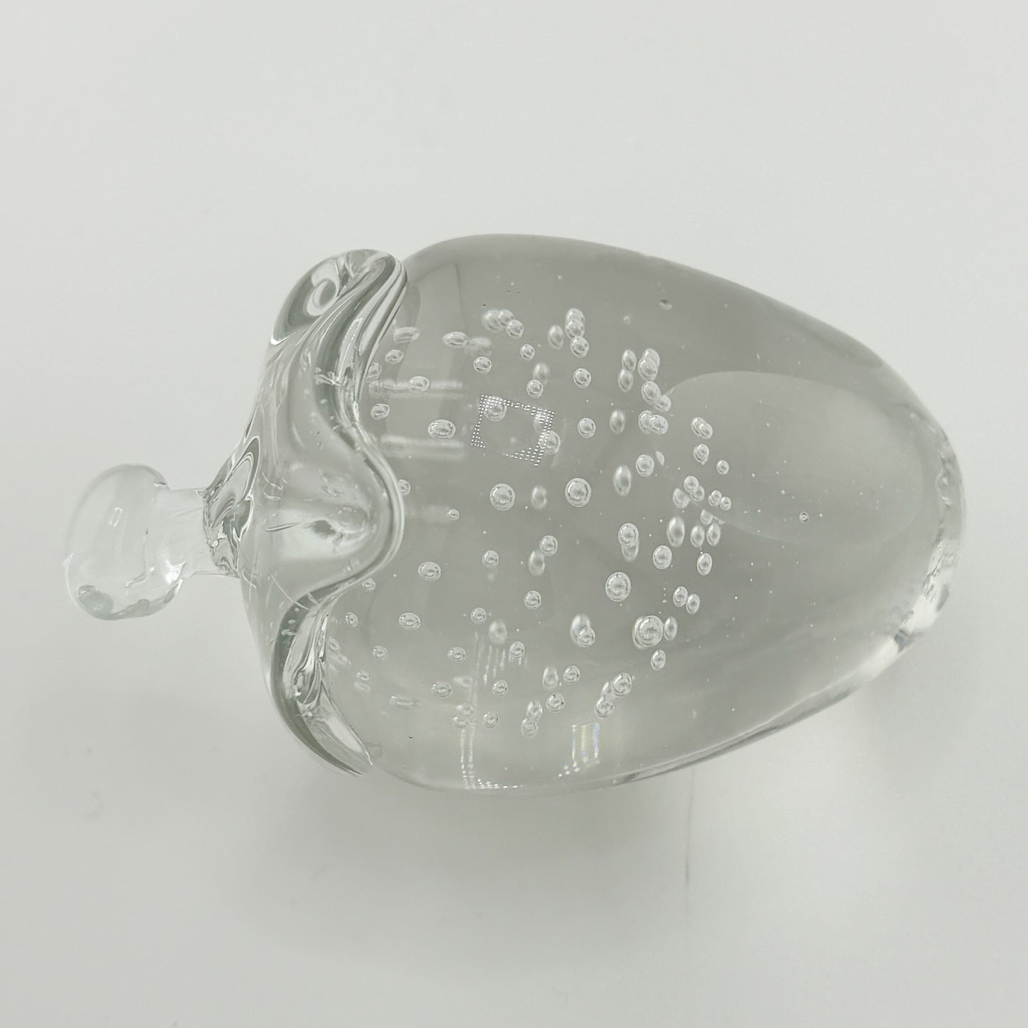 Murano Art Glass Strawberry Paperweight Sculpture with Controlled Bubbles