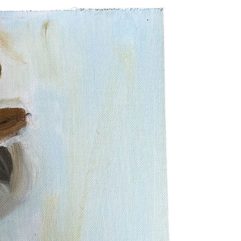Vintage Green and Yellow Expressionist Still Life Painting on Canvas - Unsigned