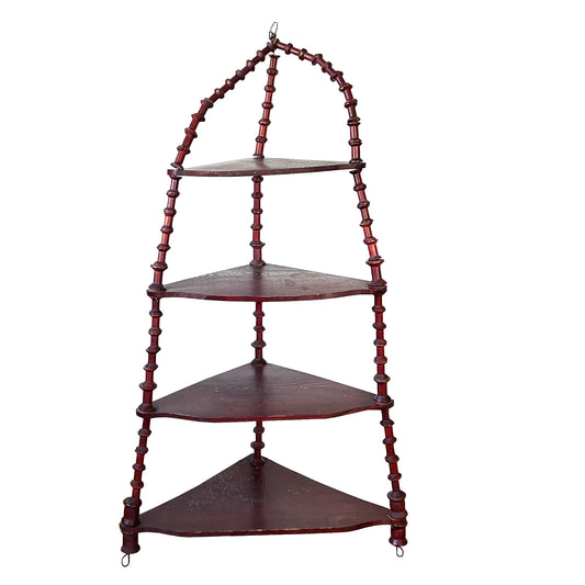 Antique Hanging Spool-Turned Corner Shelf — Jonathan Parks Estate, Santa Fe 1880