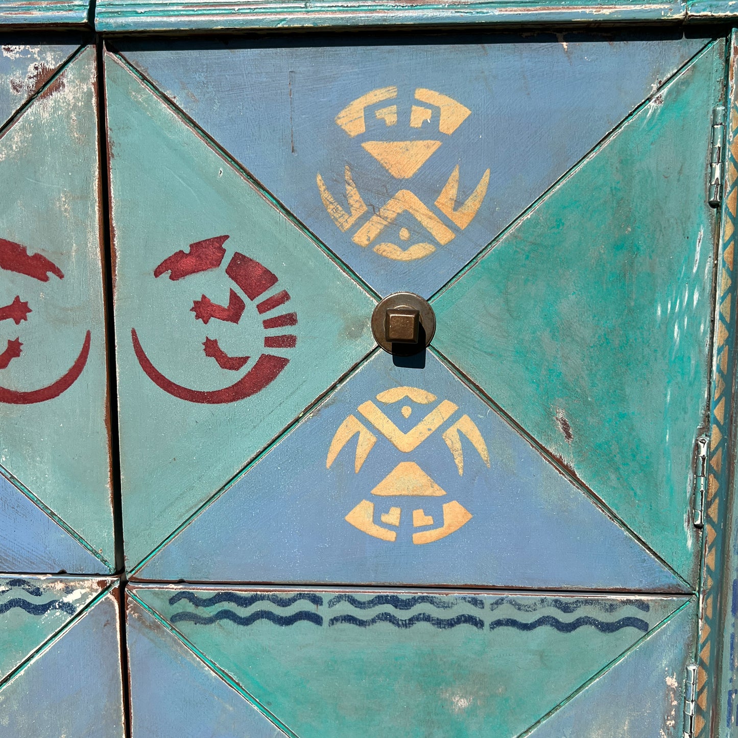 Art Deco Hand-Painted Southwestern Dry Bar Cabinet — Jonathan Parks Estate