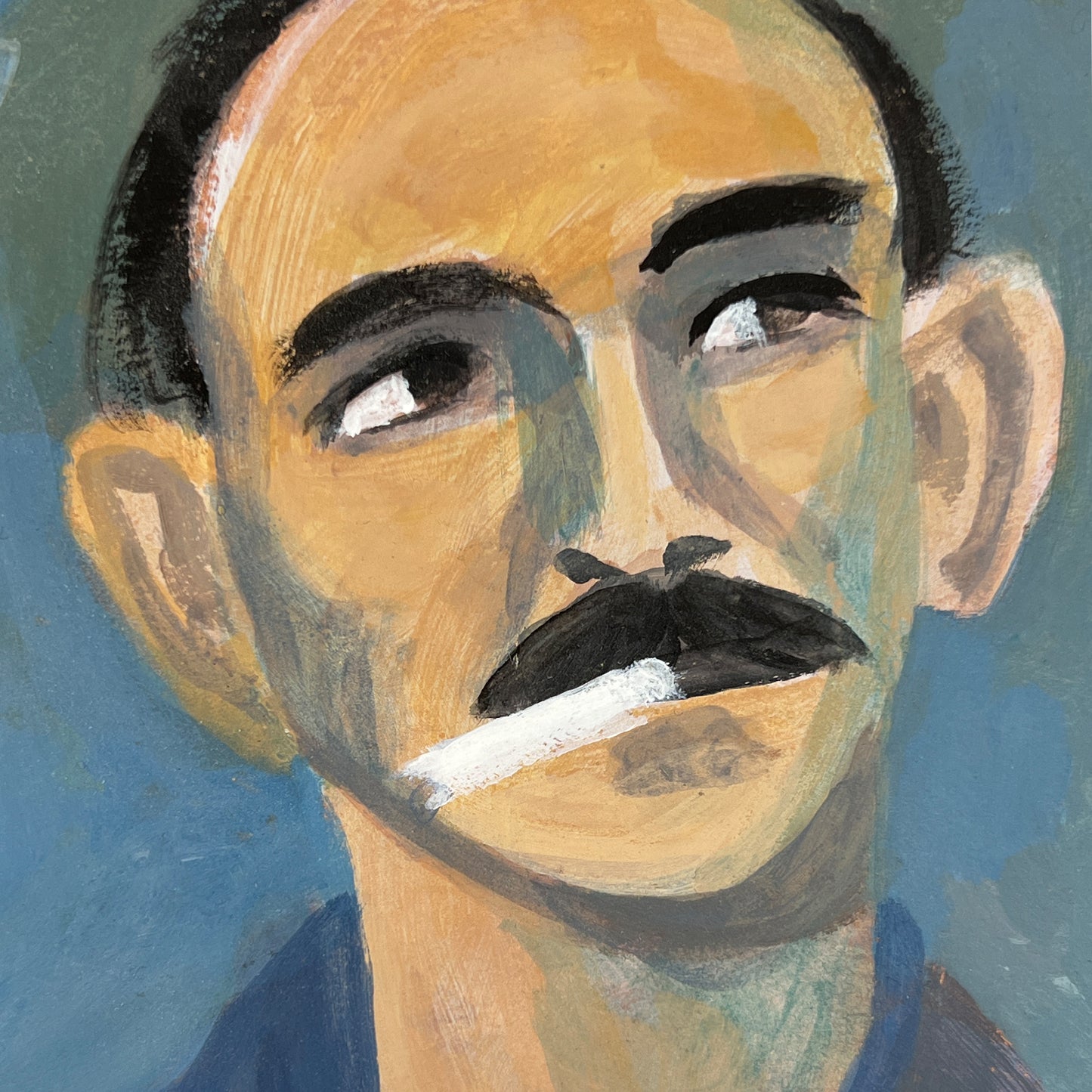 Mid-Century Modern Portrait of a Man Smoking — Estate of Jonathan Park, Santa Fe