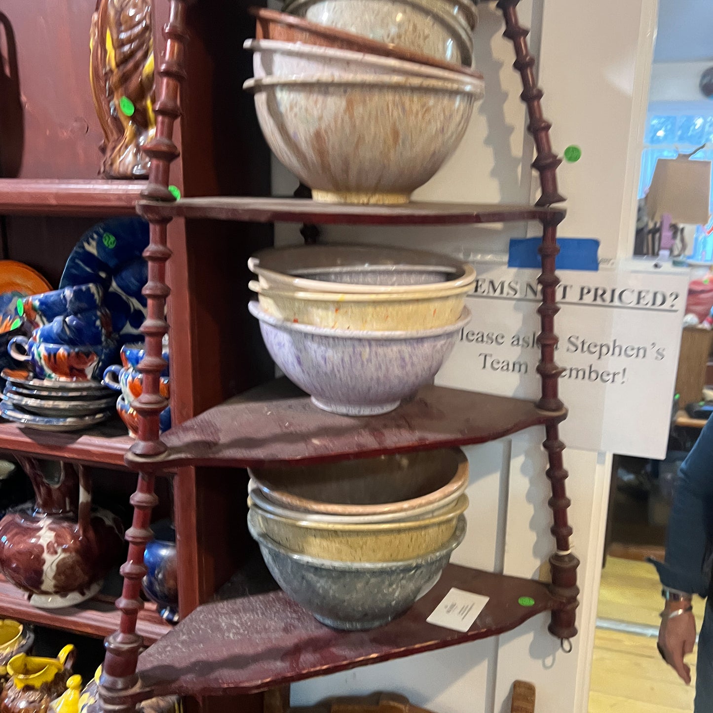 Antique Hanging Spool-Turned Corner Shelf — Jonathan Parks Estate, Santa Fe 1880
