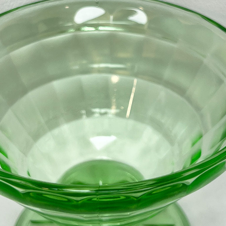 Lime Green Vaseline glass or Depression Glass Champagne Coupe Glasses - Set of 5
