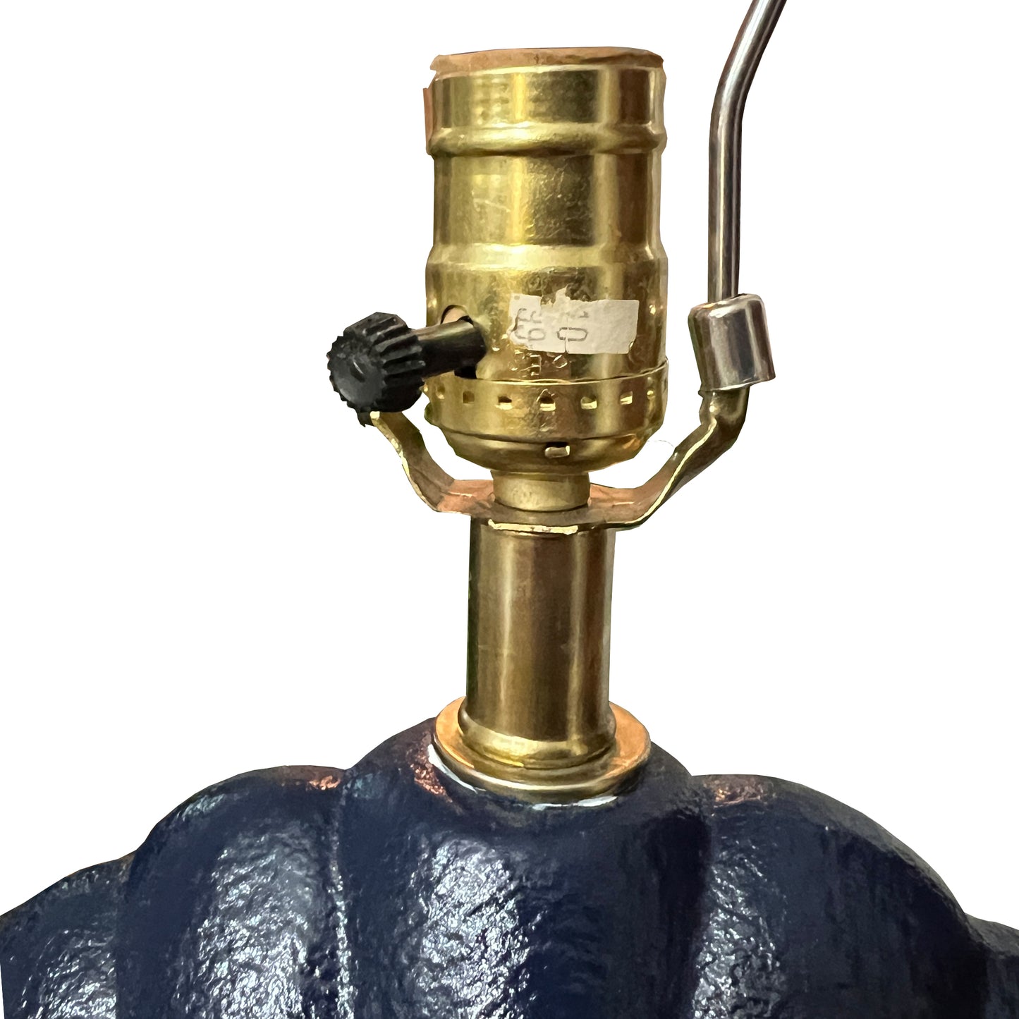 Large Vintage Navy Hollywood Regency Navy Blue Seashell Motif Table Lamp
