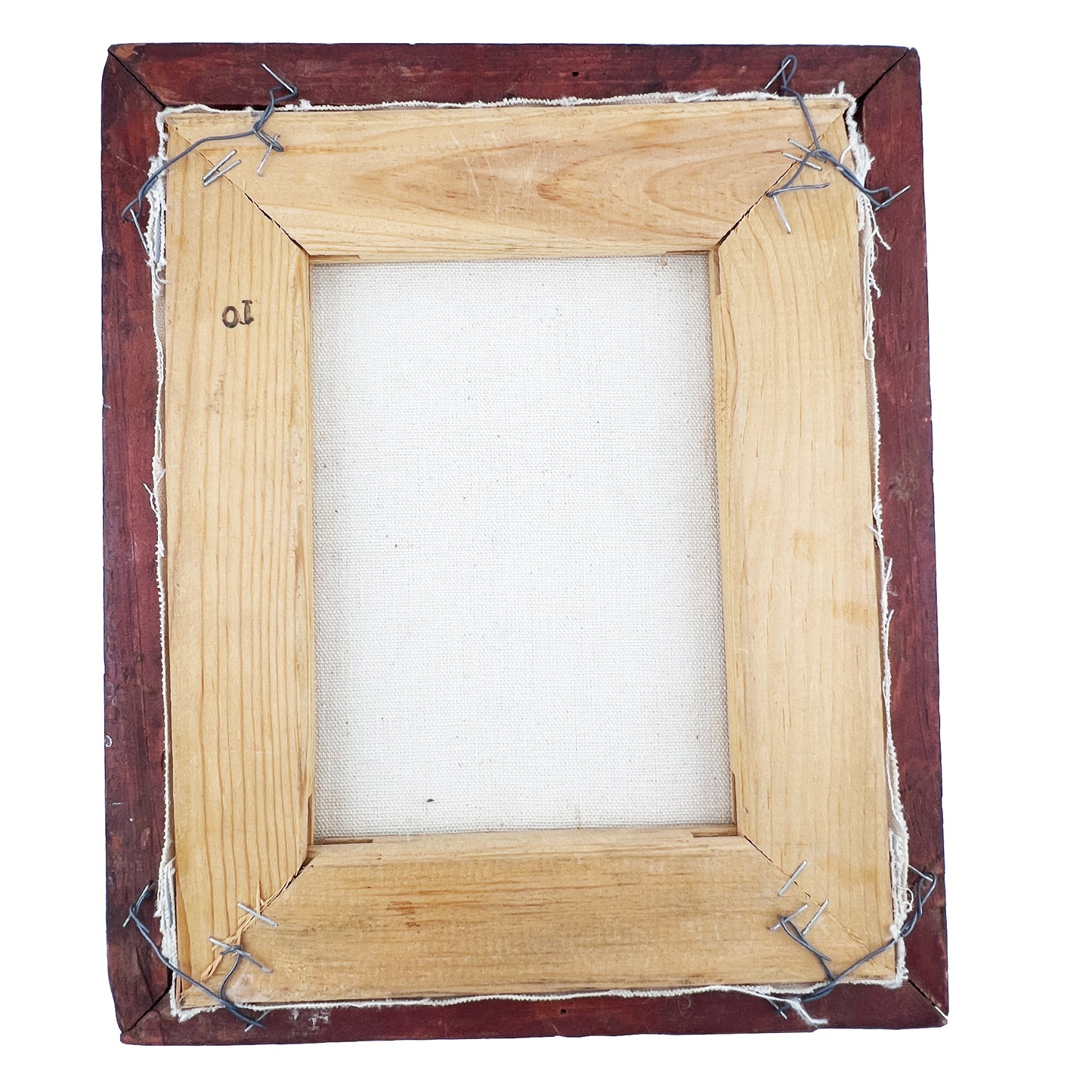Vintage Penguin Painting in Hand-Carved Frame – Surrealist Tropical Scene