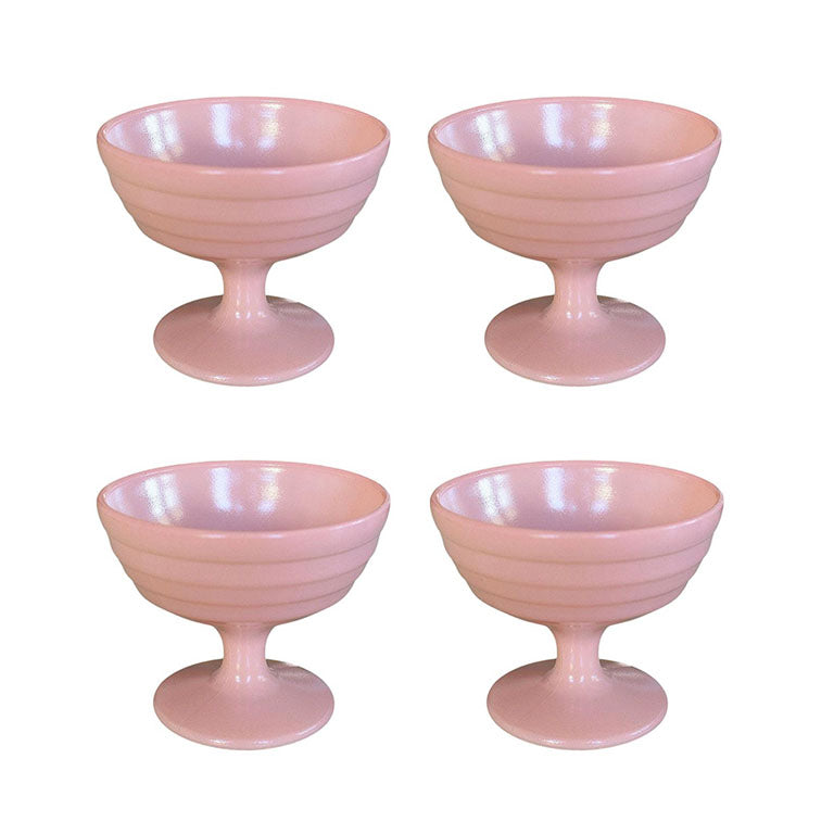 Ballet Pink Opaline Champagne Coupe Portieux Vallervysthal Glasses - Set of 4