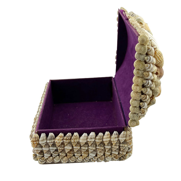 Purple Sea Shell Encrusted Trinket Box