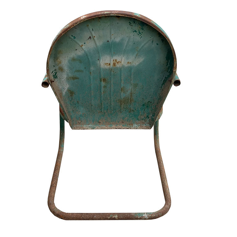Mid Century South West Green Metal Patio or Garden Arm Chairs - A Pair