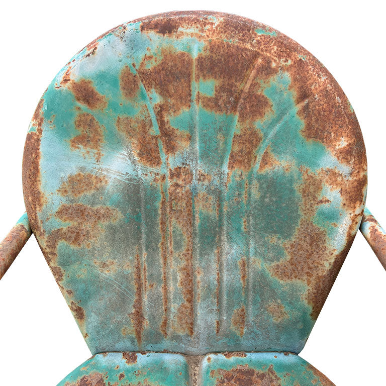 Mid Century South West Green Metal Patio or Garden Arm Chairs - A Pair