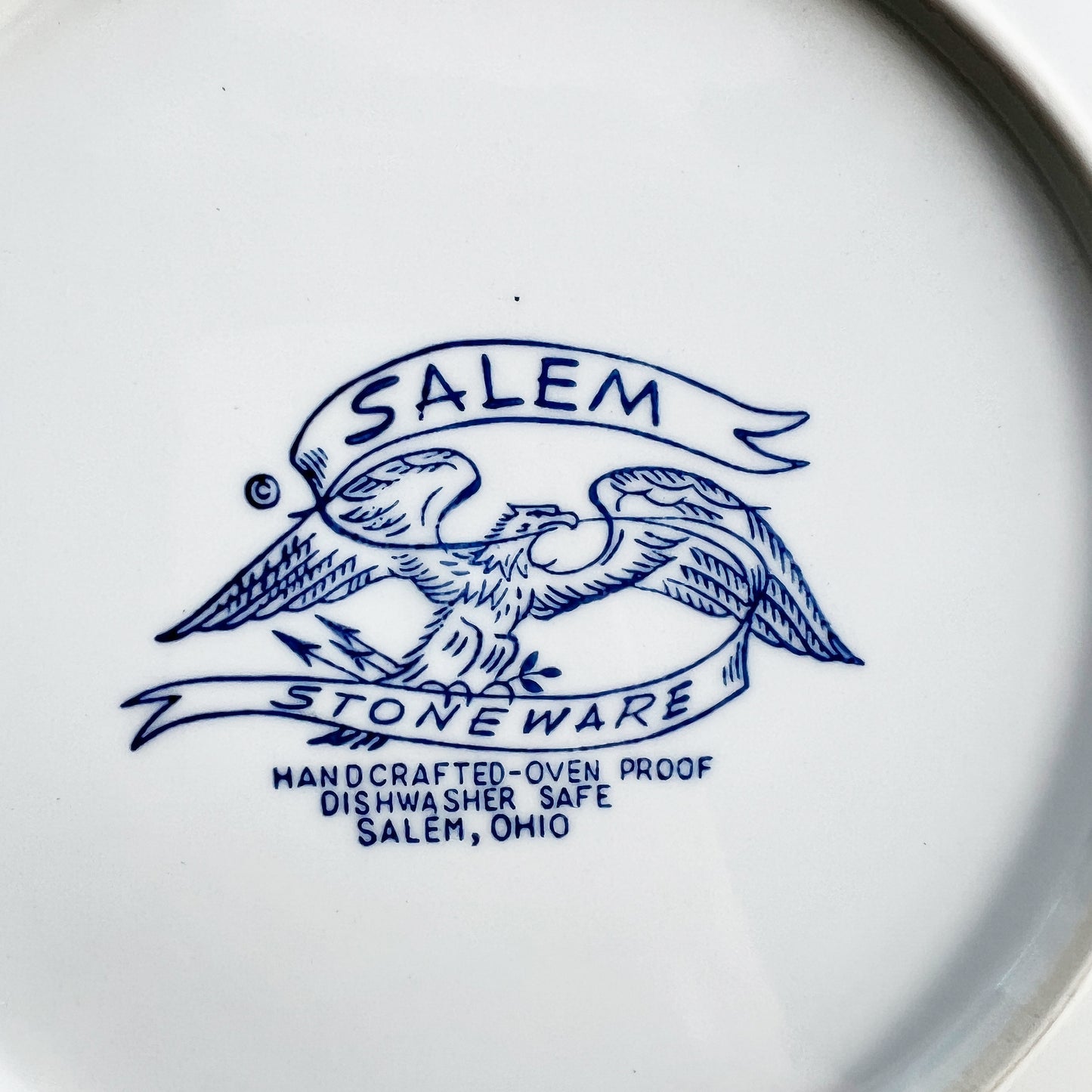 Salem Stoneware American Eagle Plate, Patriotic Blue White Plate