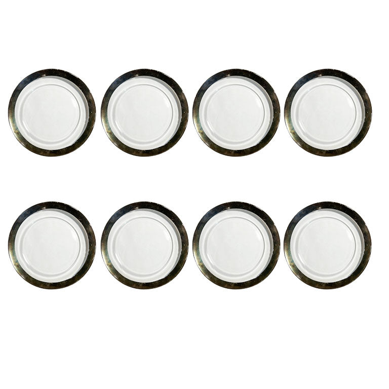 Regency Dorothy Thorpe Silver Rimmed Glass Salad Plates - Set of 8 - France