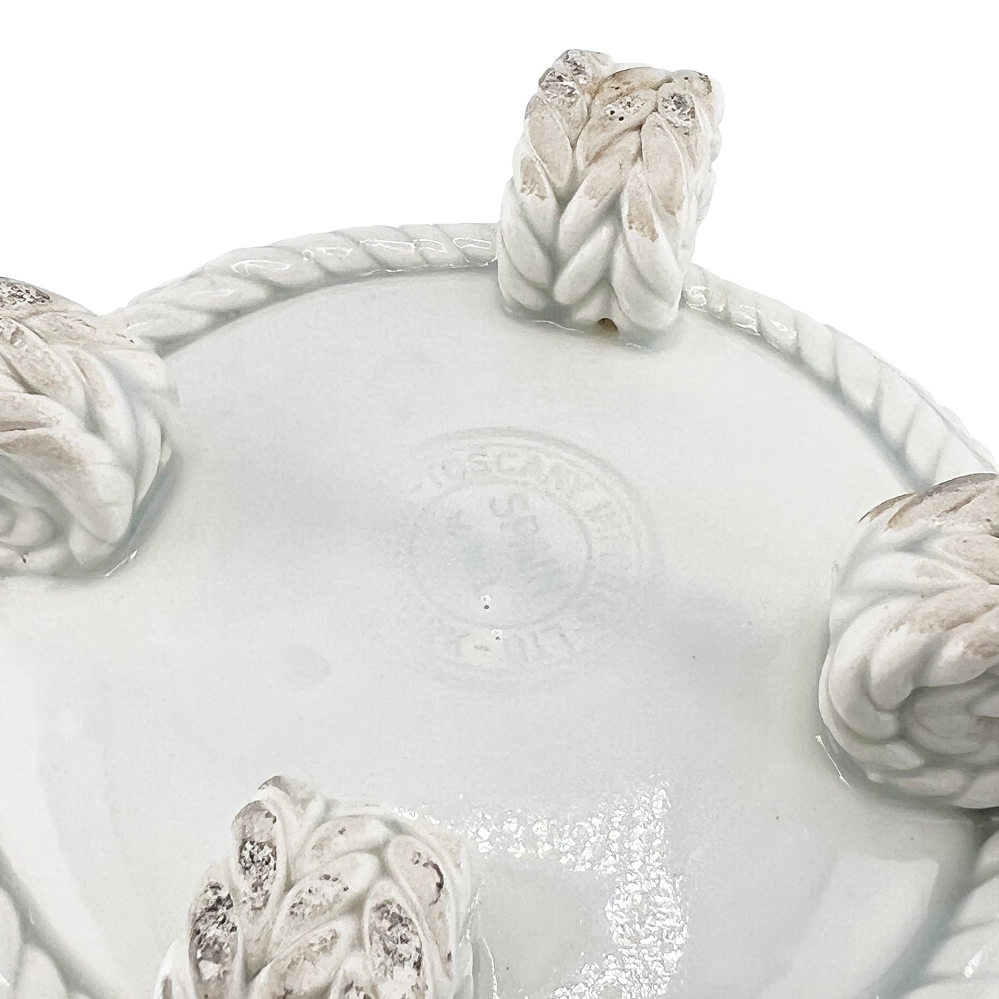 Spanish Glazed Rope Basket Cachepot with Knot Feet - 20th Century