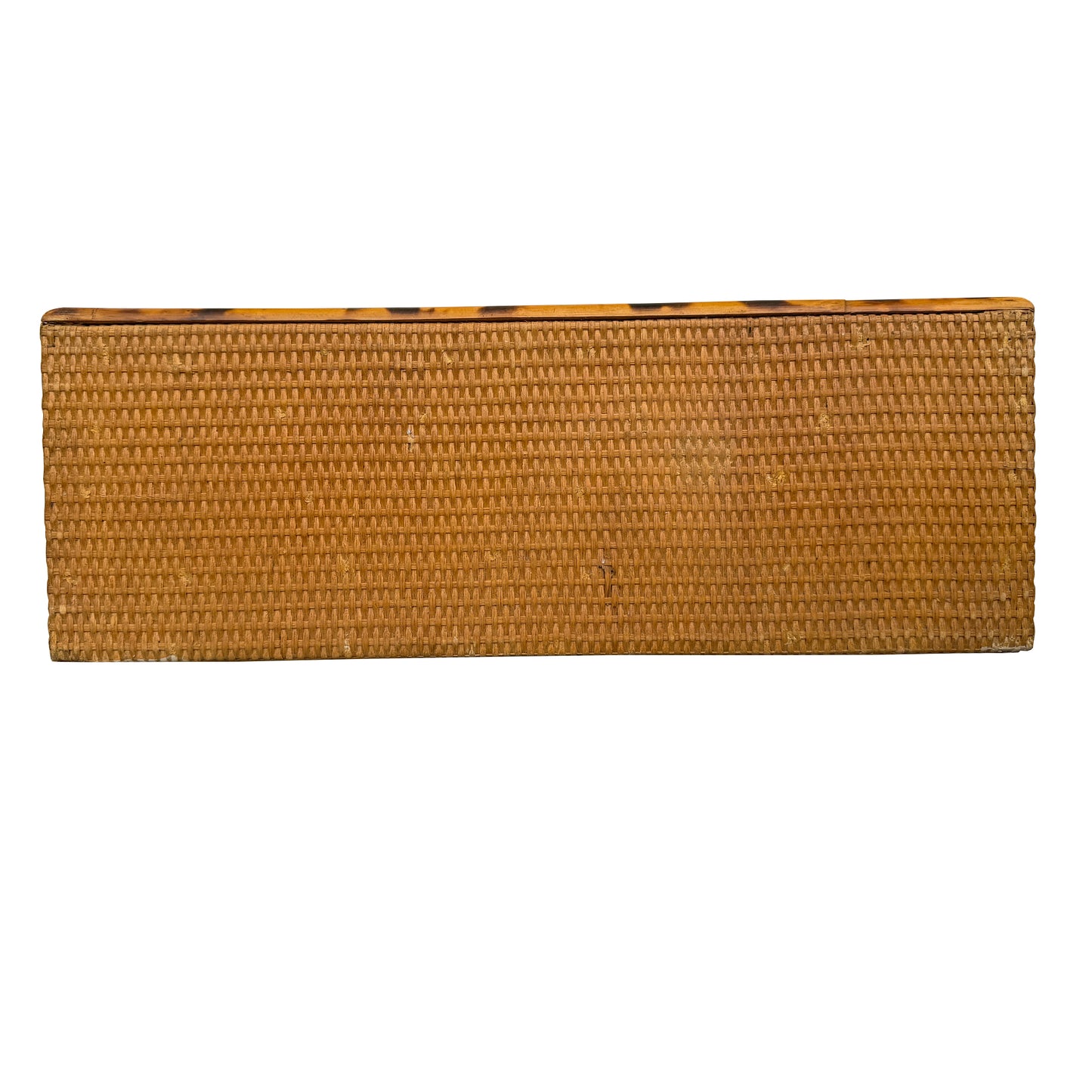 Vintage Tortoise or Scorched Bamboo Woven Rattan Two-Door Wall Cabinet, 1970s