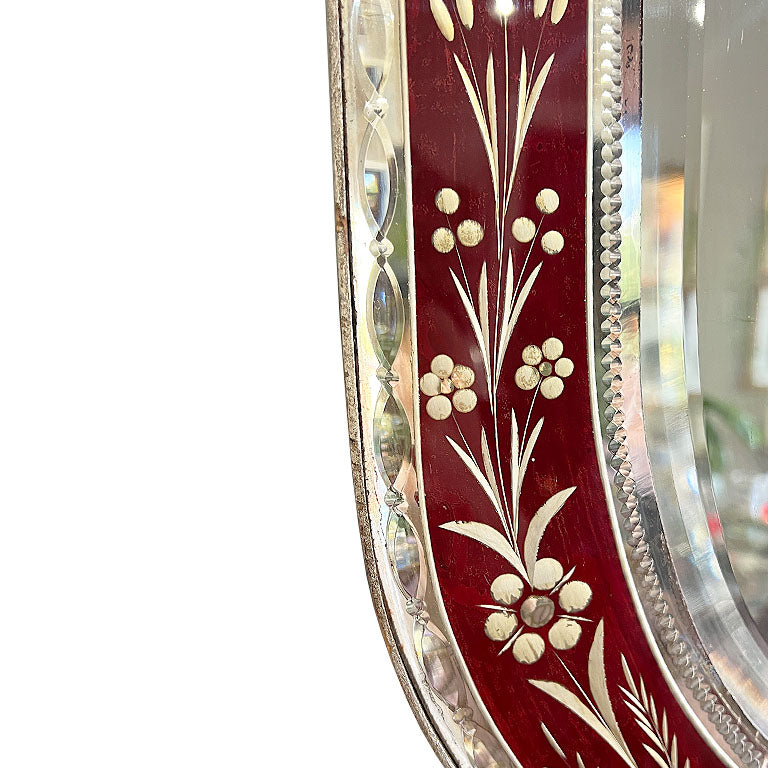 Antique Ruby Red Venetian Mirror - France