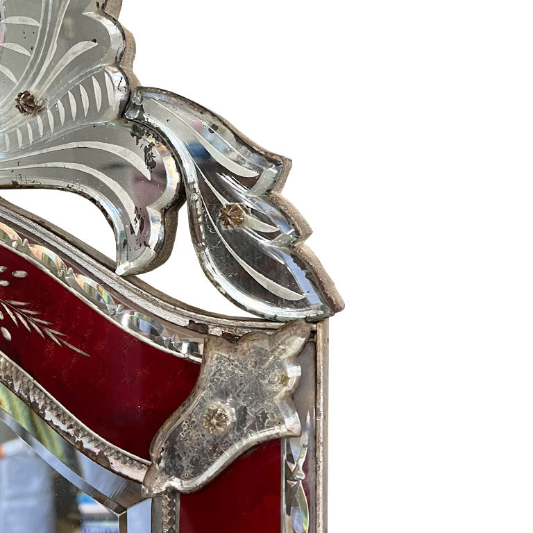 Antique Ruby Red Venetian Mirror - France