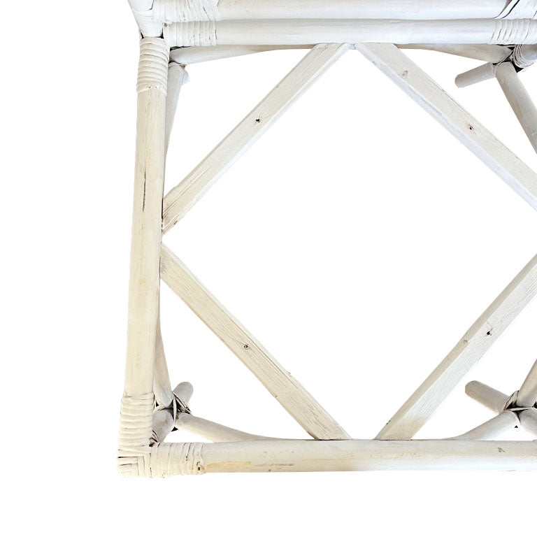 Hollywood Regency White Chippendale Bamboo Dining or Side Chair
