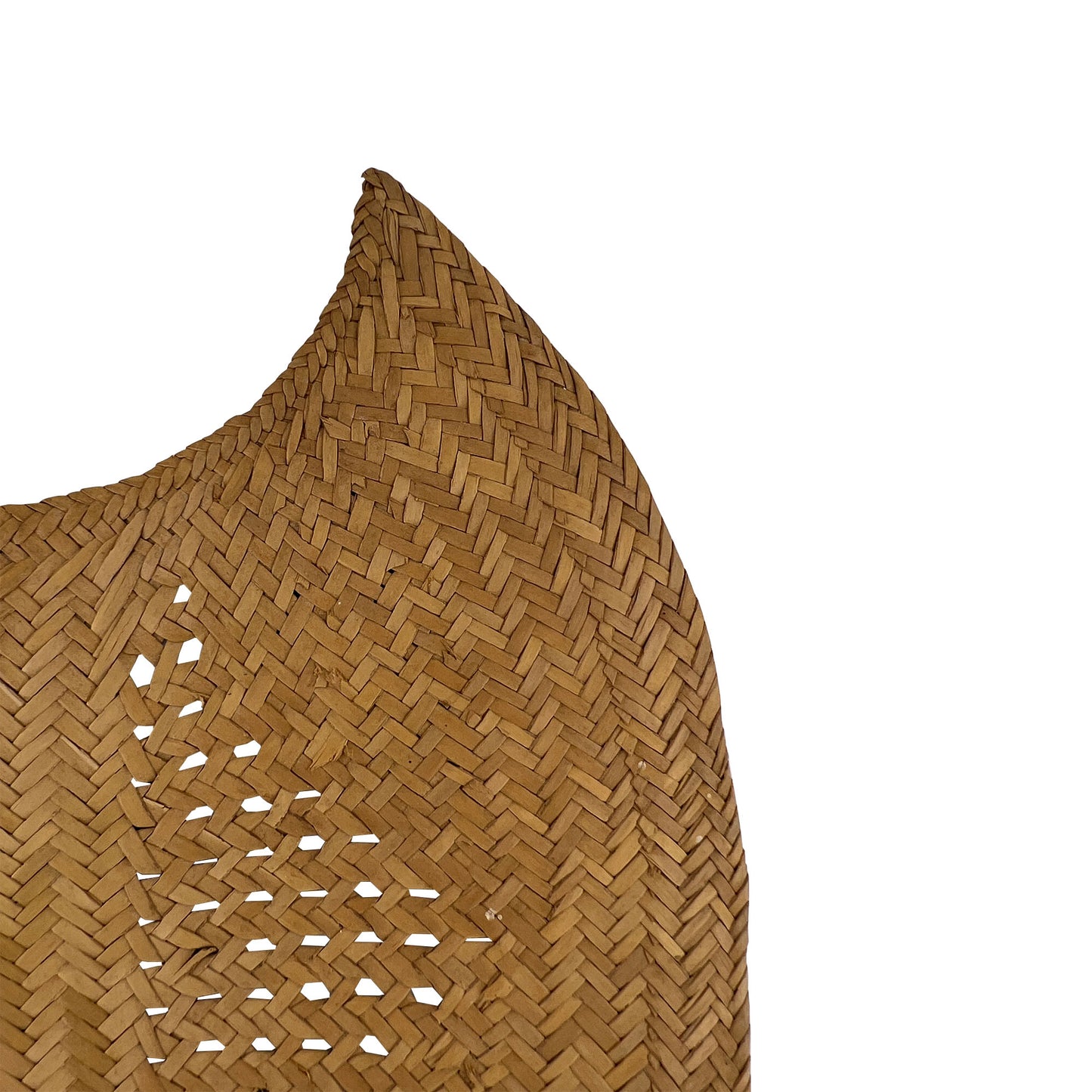 Vintage Handwoven Bamboo & Painted Wood Decorative Fan Wall Accent