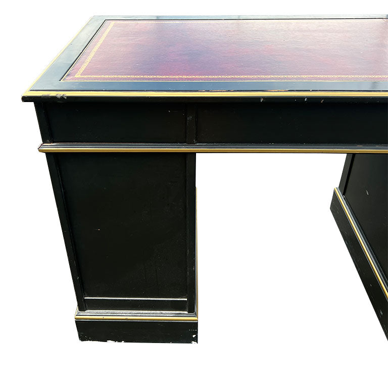 Early Chinoiserie Japanned Leather Top Desk and Chair Set - Nichols and Stone