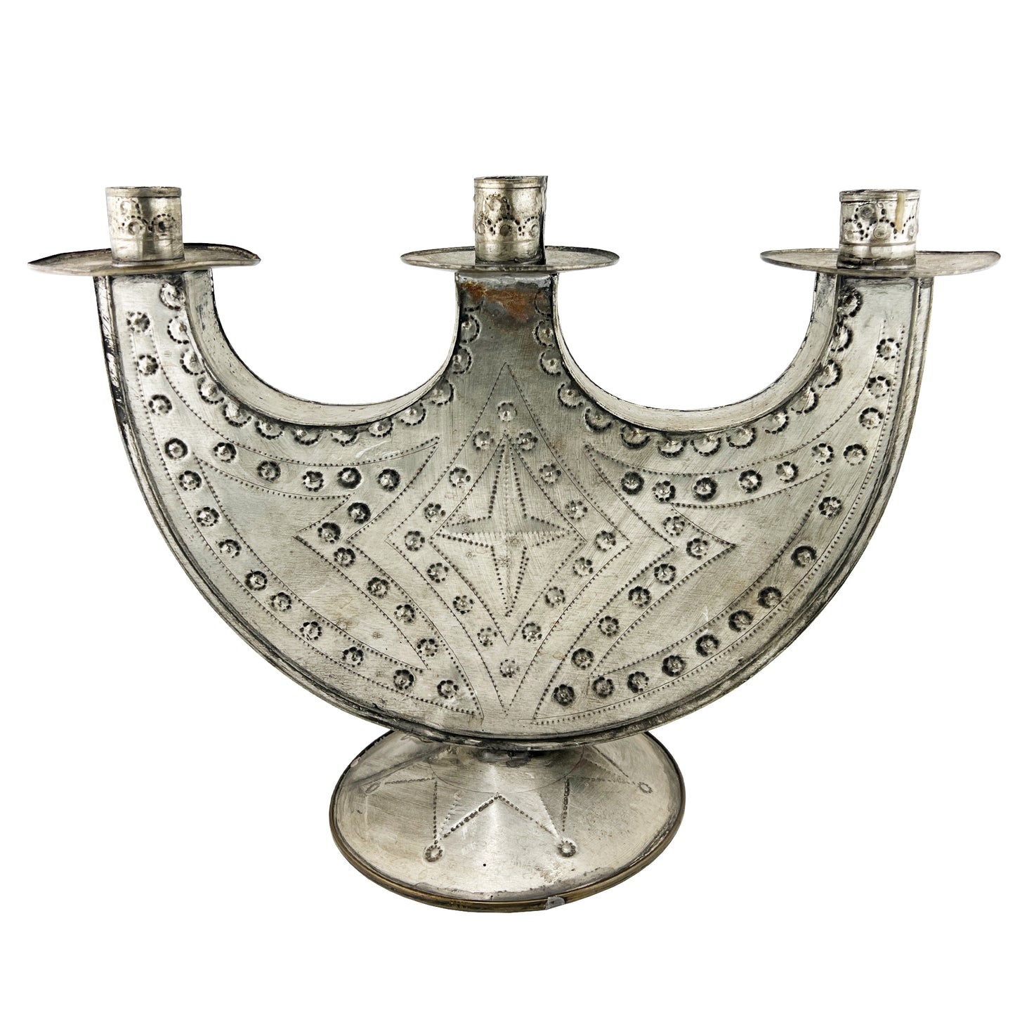 Mexican Tin Candleholder – Hand-Punched Folk Art from the Jonathan Parks Estate, Santa Fe