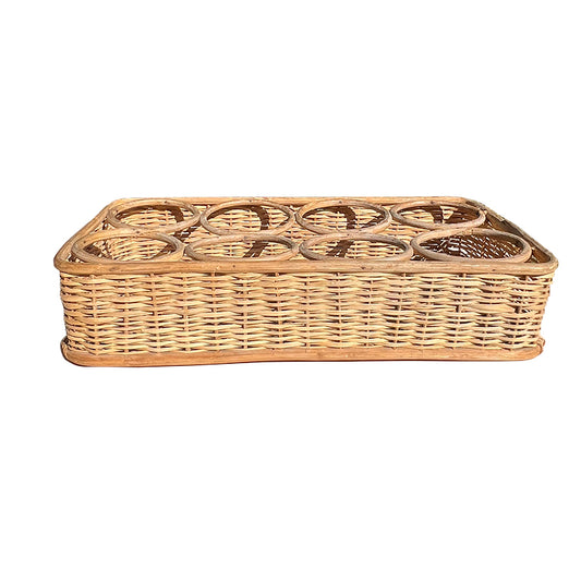 Mid-Century Handwoven Wicker Table Wine Rack or Tray — Sourced in Santa Fe