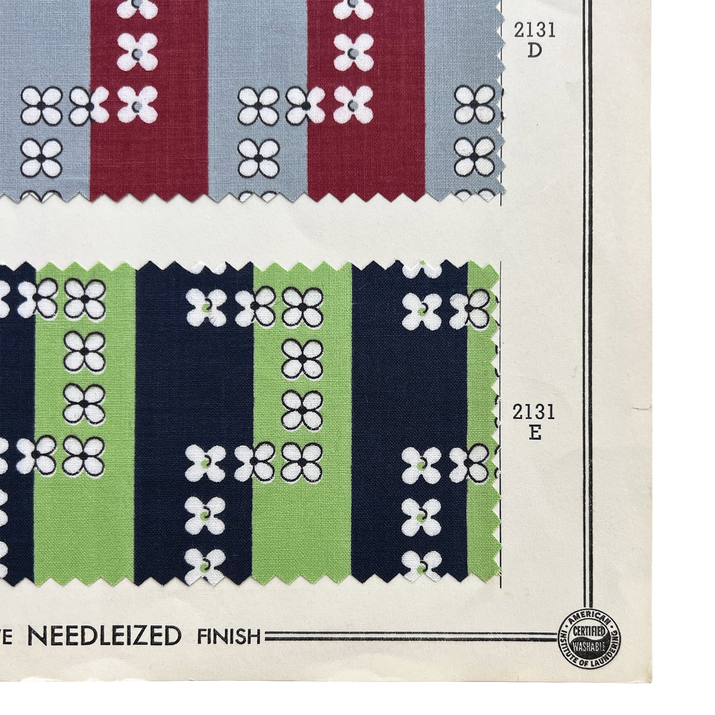 1956 Quadriga Cloth E&W Brands Textile Sample Sheet, Mid-Century Archive