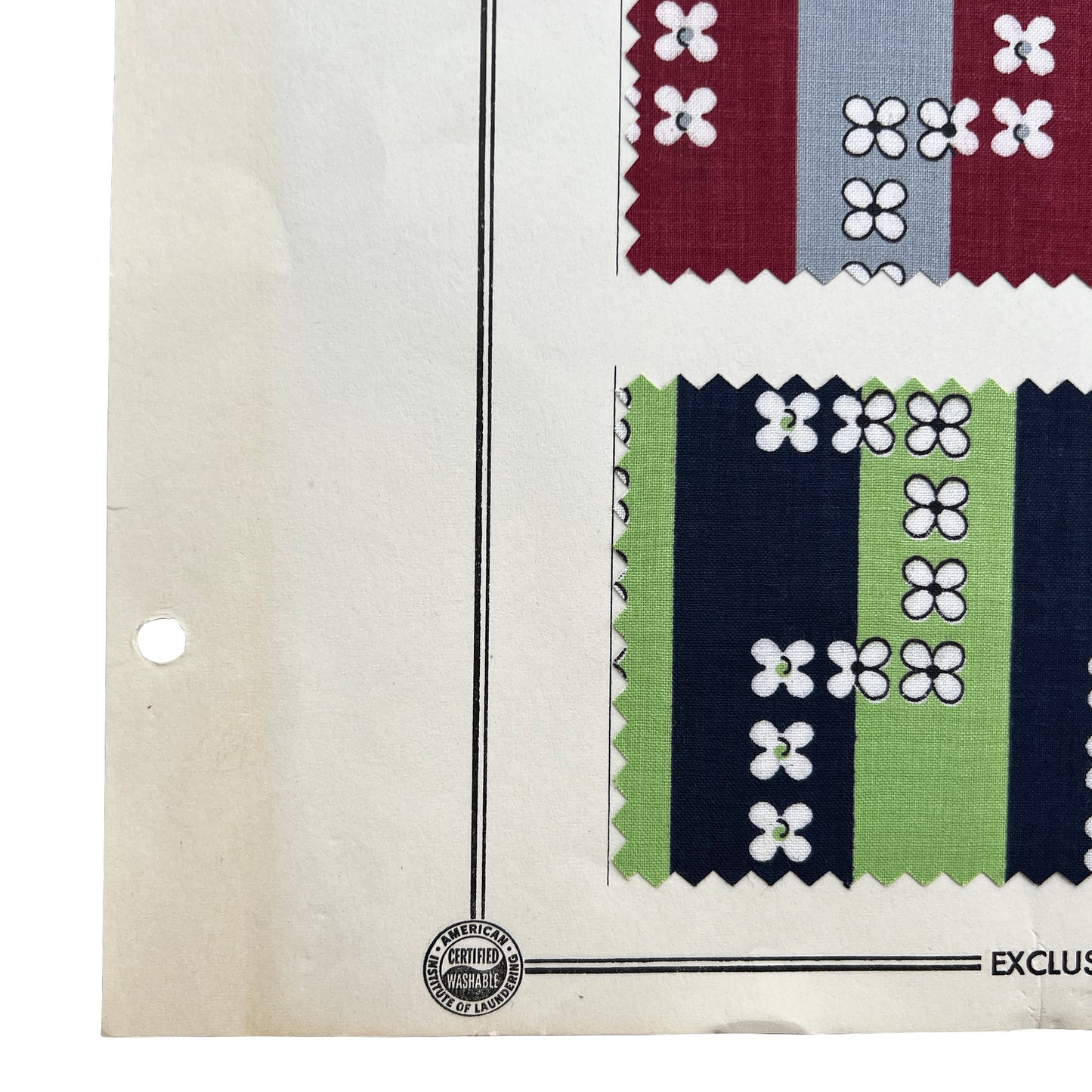 1956 Quadriga Cloth E&W Brands Textile Sample Sheet, Mid-Century Archive