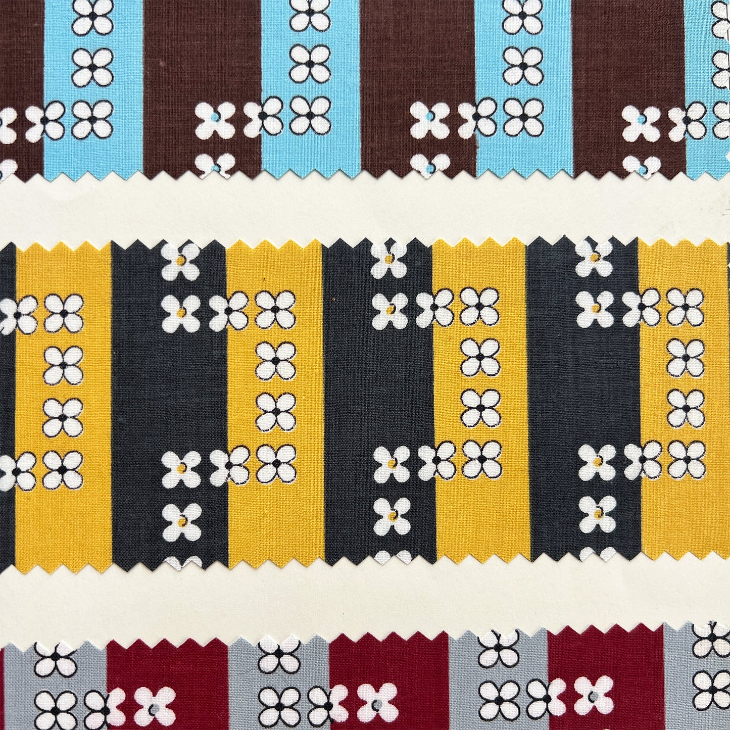 1956 Quadriga Cloth E&W Brands Textile Sample Sheet, Mid-Century Archive