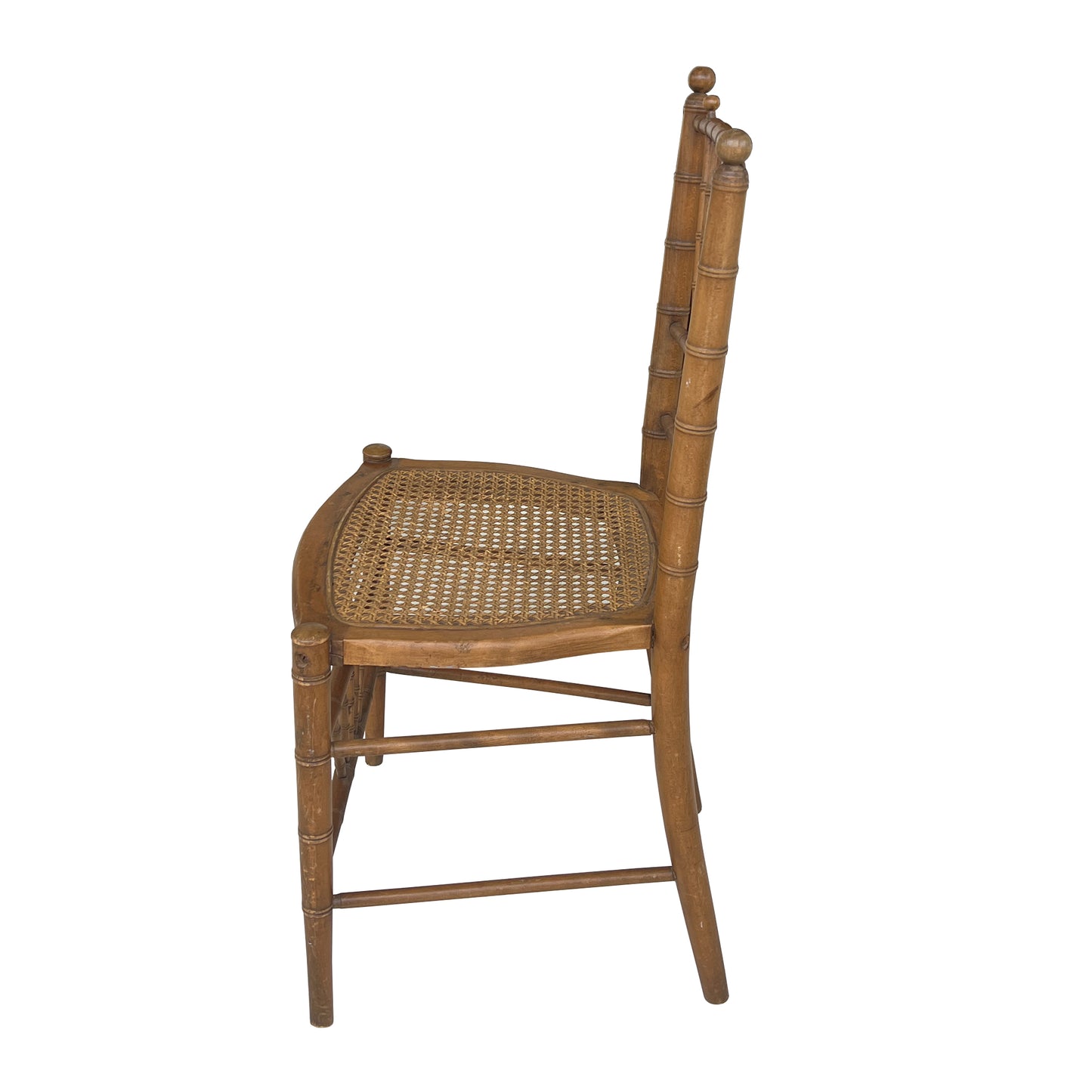 Antique Faux Bamboo & Cane Chair, 19th-Century Chinoiserie Style