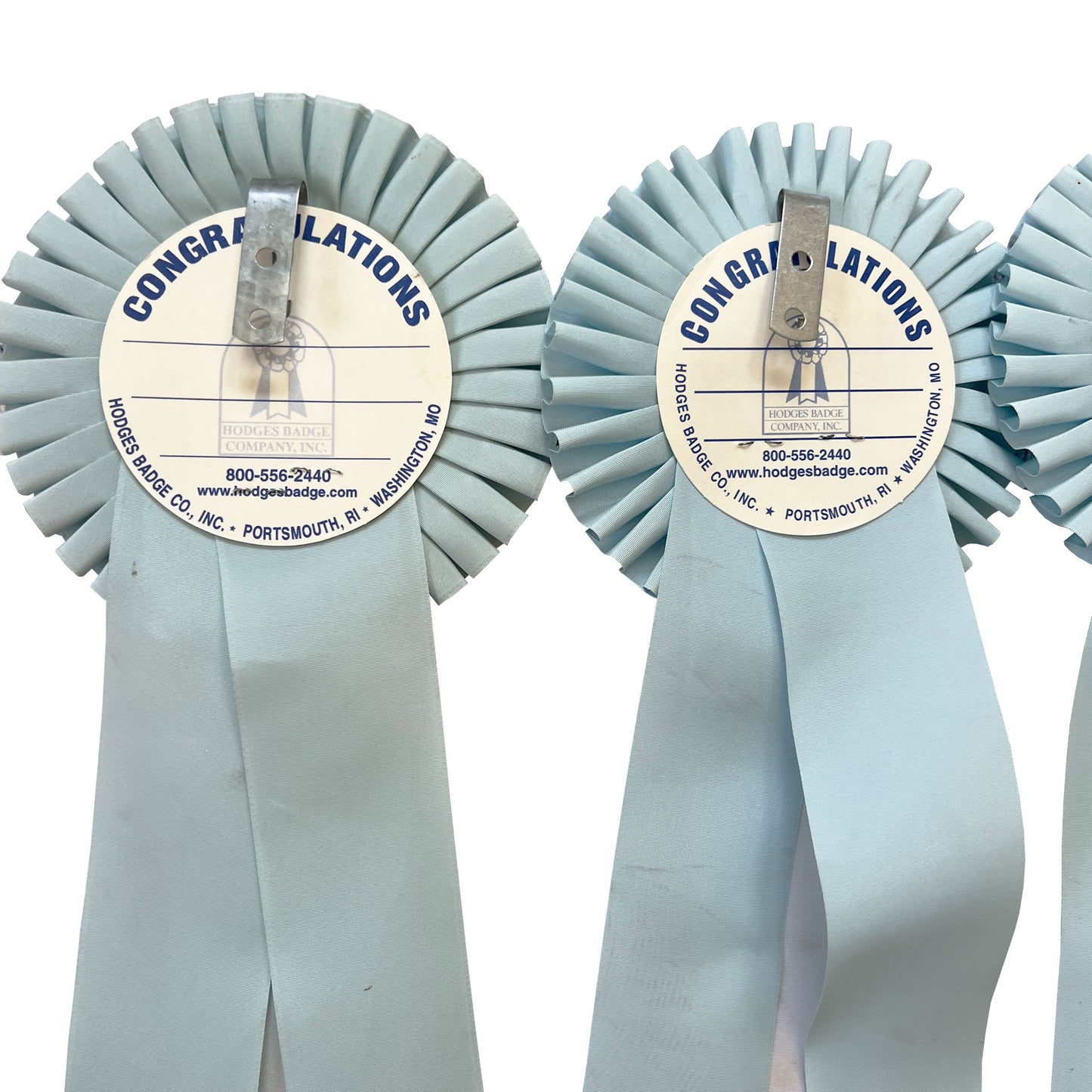 Set of Four Morgan Horse Show Rosette Ribbons in Baby Blue
