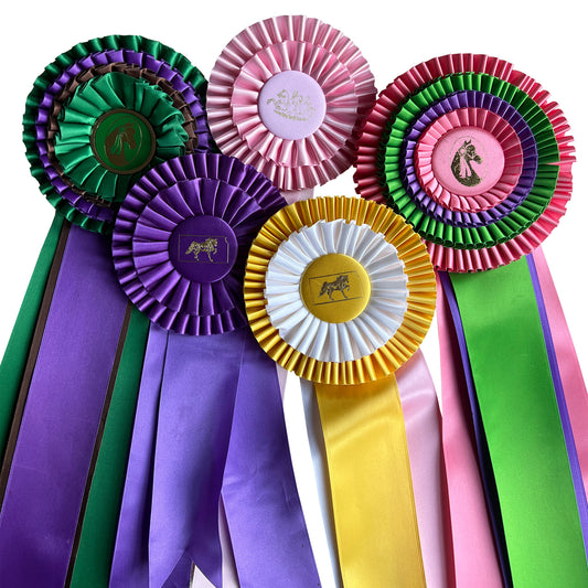 A Colorful Set of Five Morgan Horse Show Ribbons