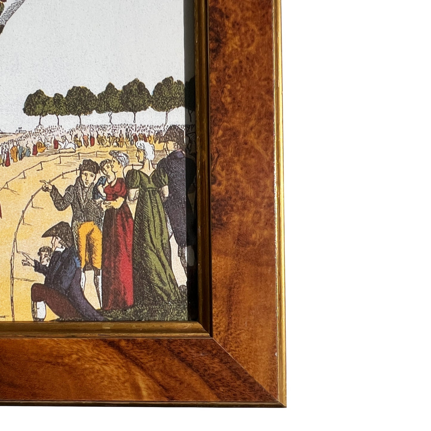 Pair of 18th-Century Hot Air Balloon Lithograph in Burlwood Frames