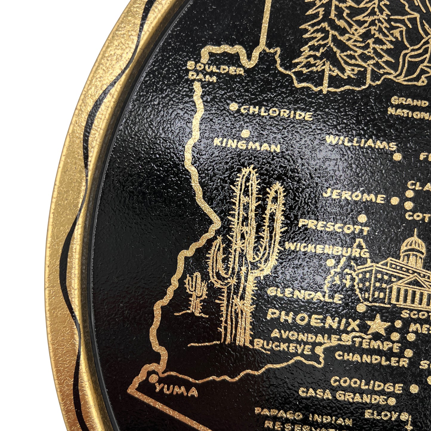 Vintage Arizona Souvenir Tole Tray with Saguaro Cactus, Mid-Century