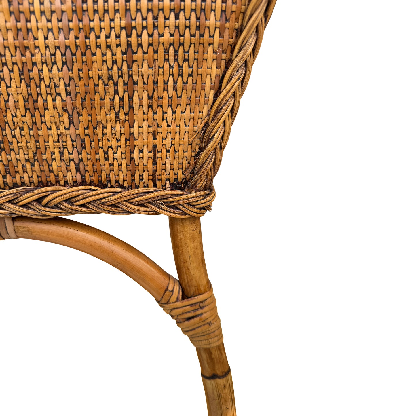 Vintage Bamboo and Rattan Sewing Basket Side Table with Lid - Organic Modern
