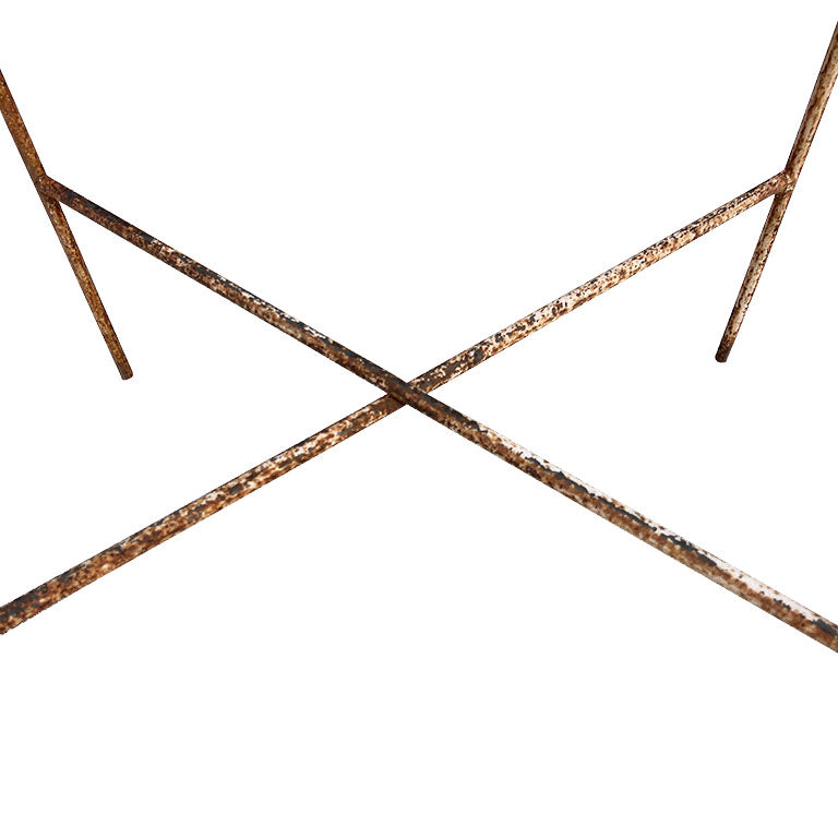 Rustic Antique Early American Iron and Glass Accent or Side Table - 1900s Tulsa