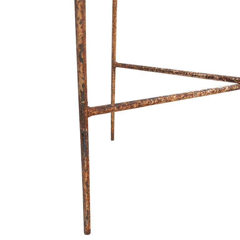Rustic Antique Early American Iron and Glass Accent or Side Table - 1900s Tulsa