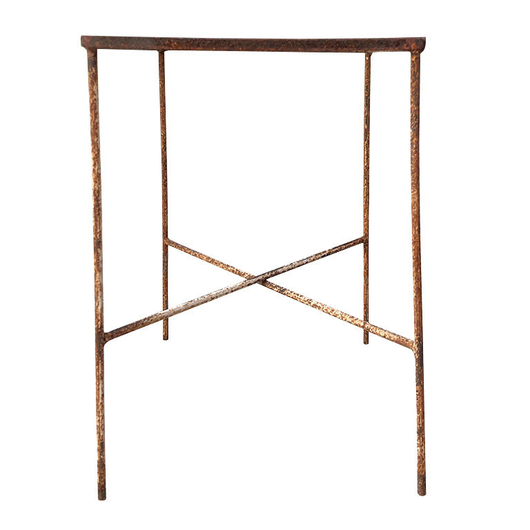 Rustic Antique Early American Iron and Glass Accent or Side Table - 1900s Tulsa