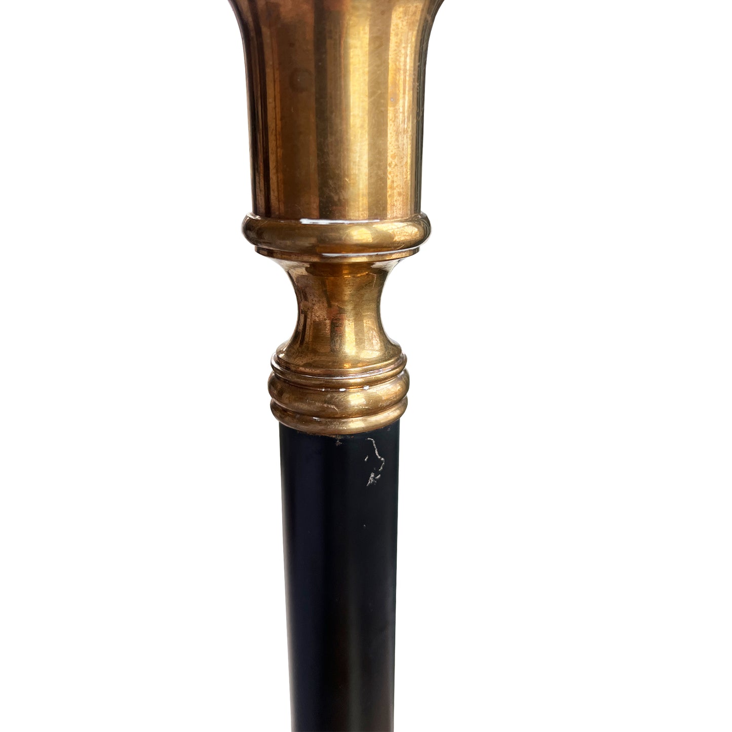 Vintage Brass & Black Enamel Neoclassical Candlestick – Mid-Century Modern