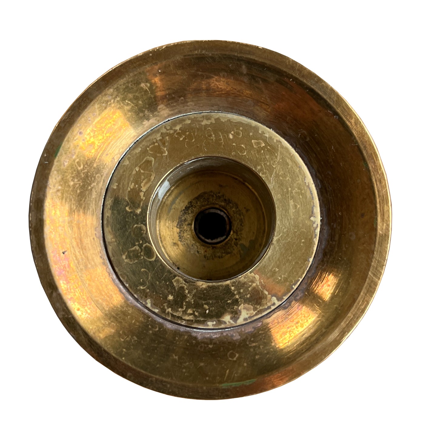 Vintage Brass & Black Enamel Neoclassical Candlestick – Mid-Century Modern