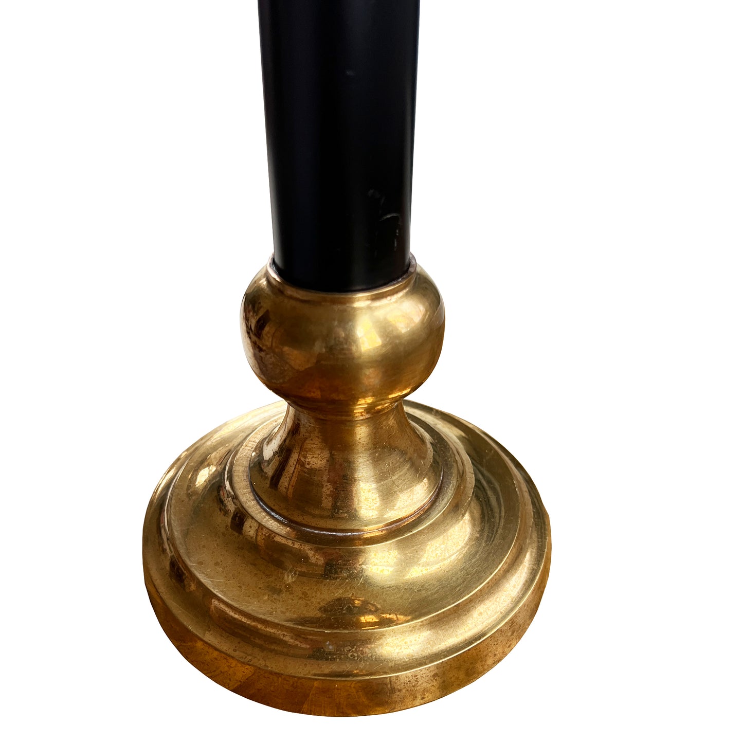 Vintage Brass & Black Enamel Neoclassical Candlestick – Mid-Century Modern