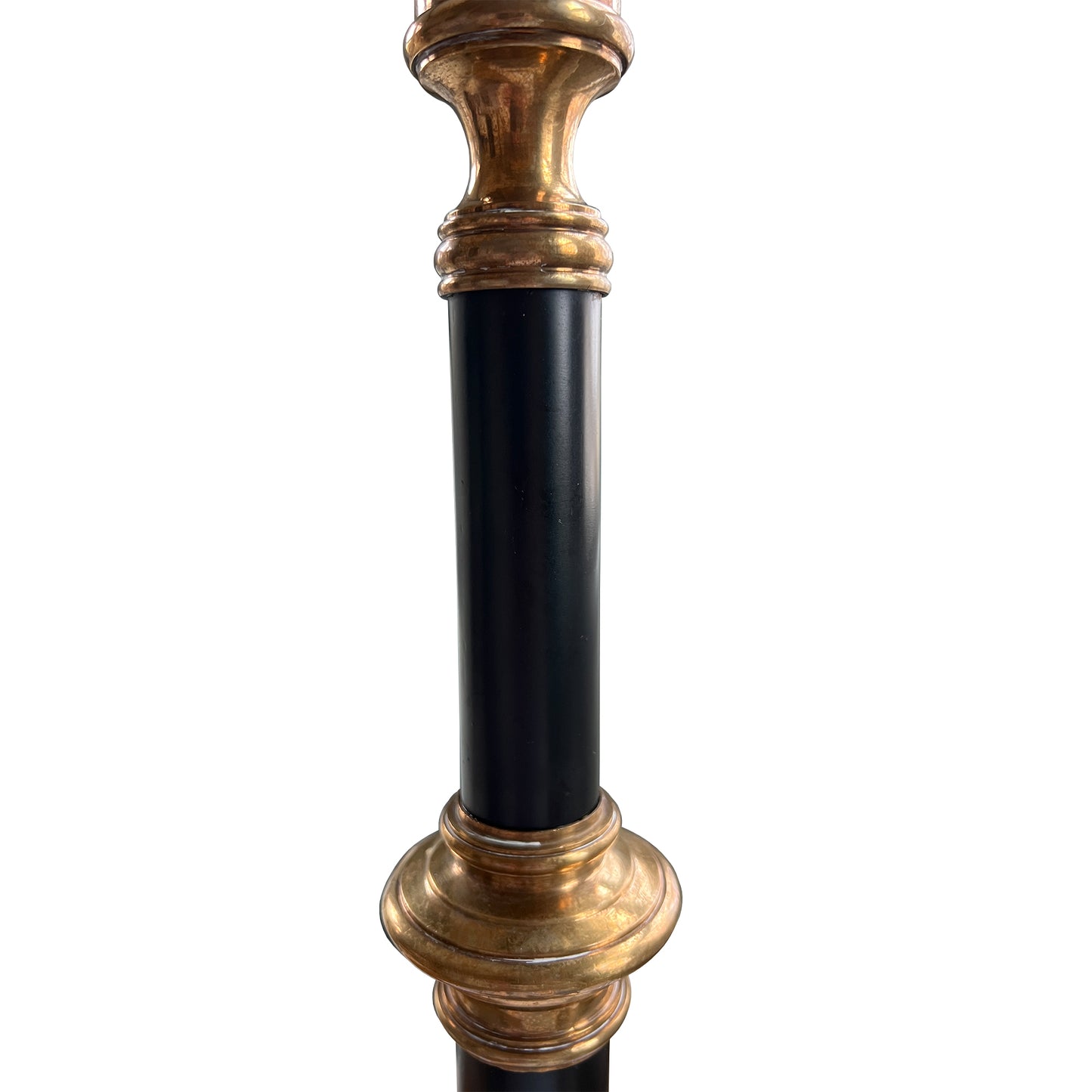 Vintage Brass & Black Enamel Neoclassical Candlestick – Mid-Century Modern