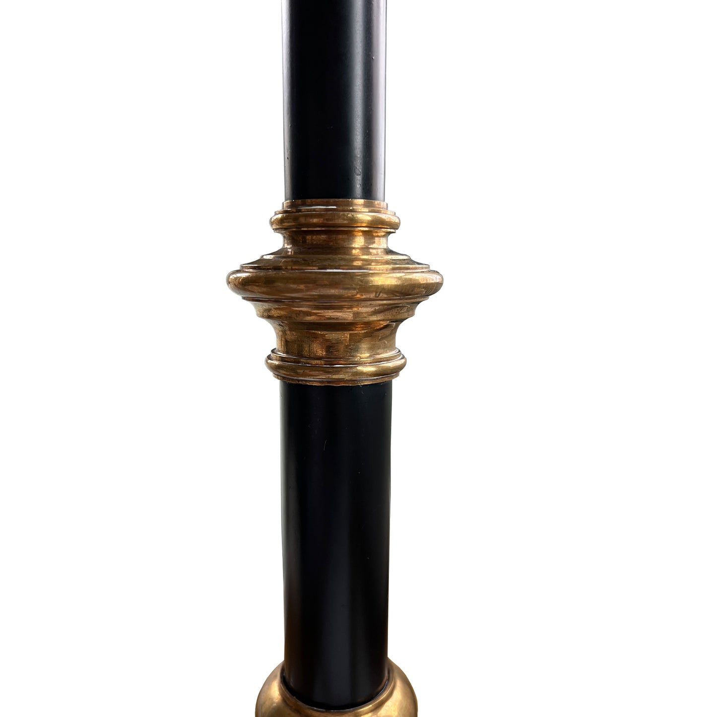 Vintage Brass & Black Enamel Neoclassical Candlestick – Mid-Century Modern