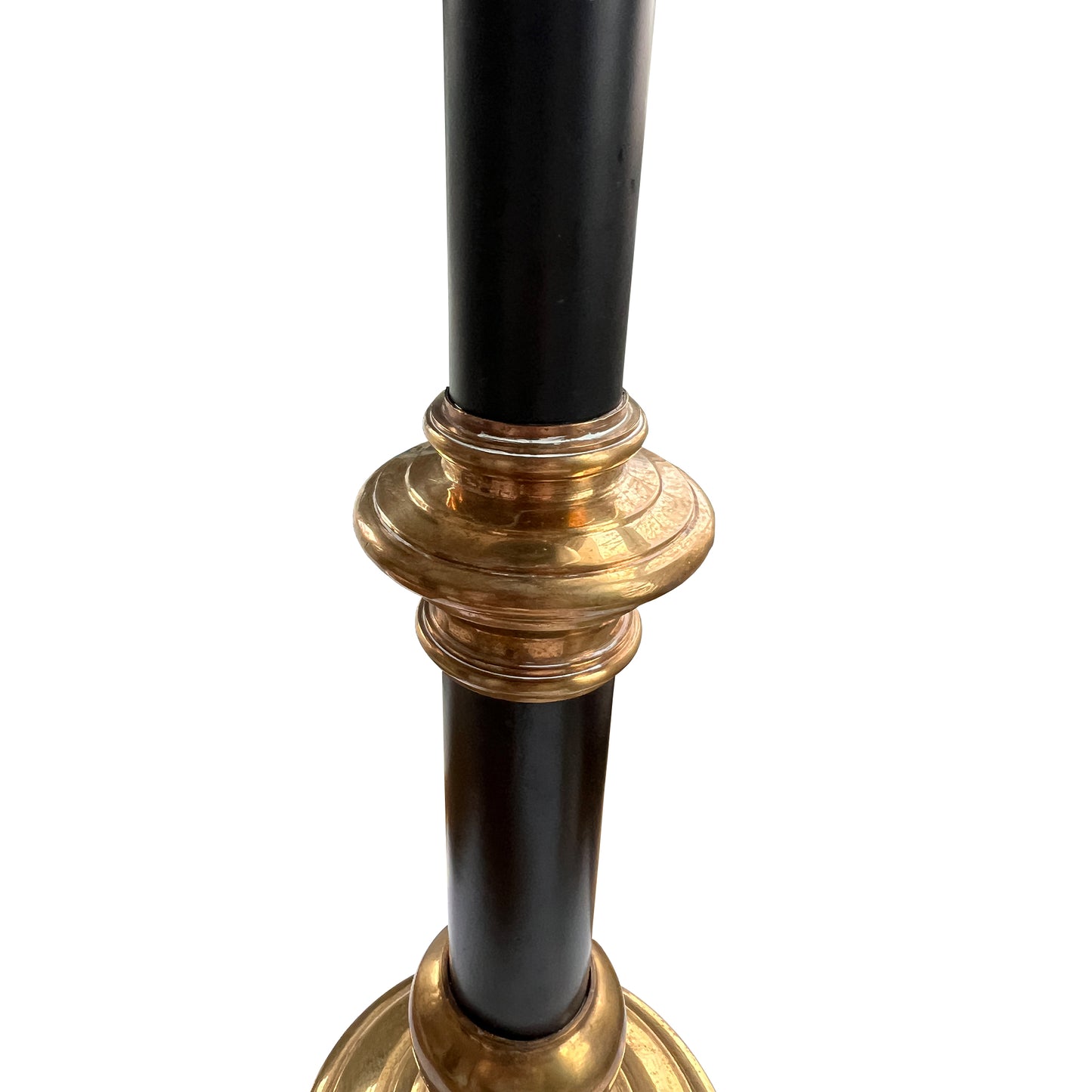 Vintage Brass & Black Enamel Neoclassical Candlestick – Mid-Century Modern