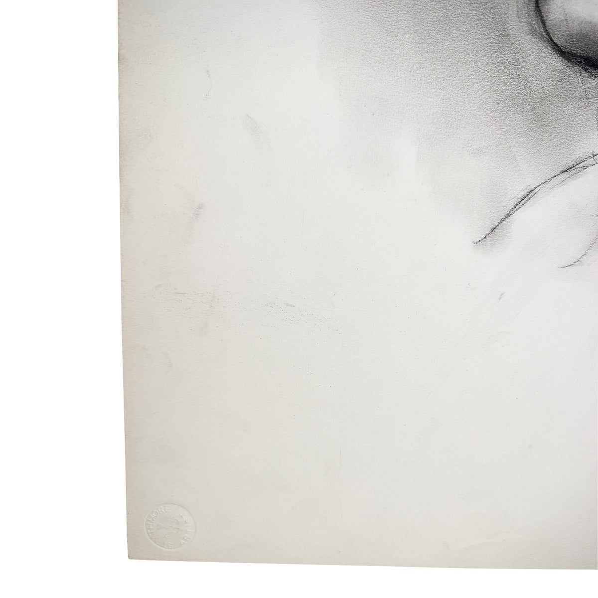 Black and White Charcoal Portrait Drawing of a Woman with Swept-Up Hair - Signed